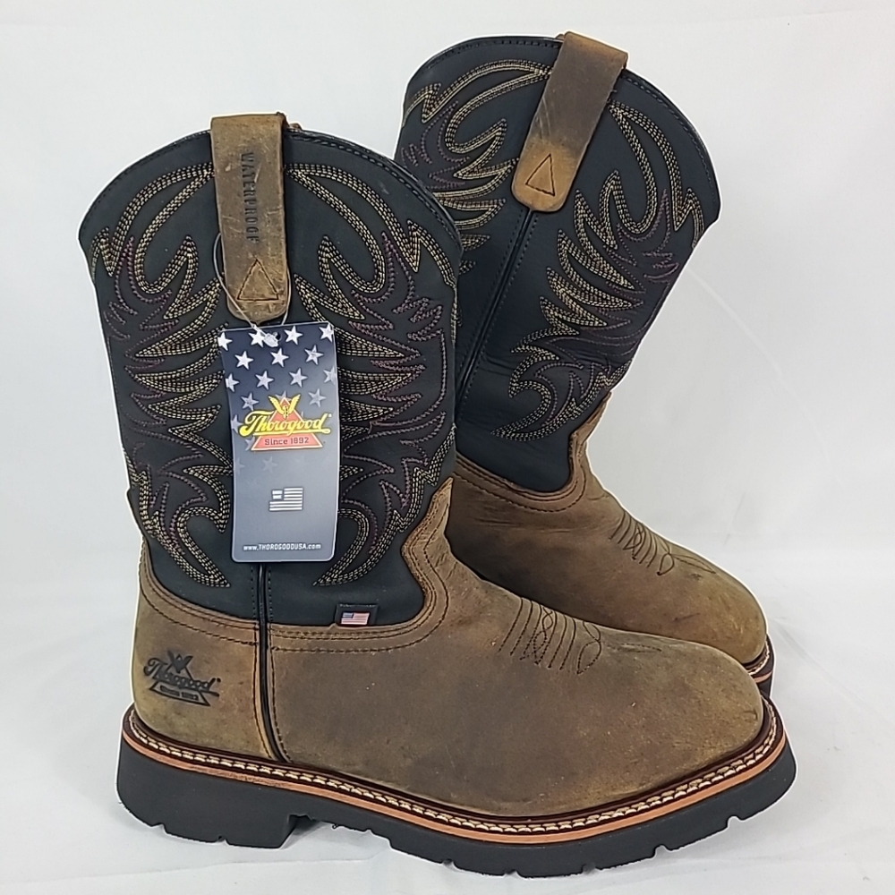 NEW Thorogood 814-4330 Men's 11" WP Leather Square Toe Work Boots Sz 11 EE